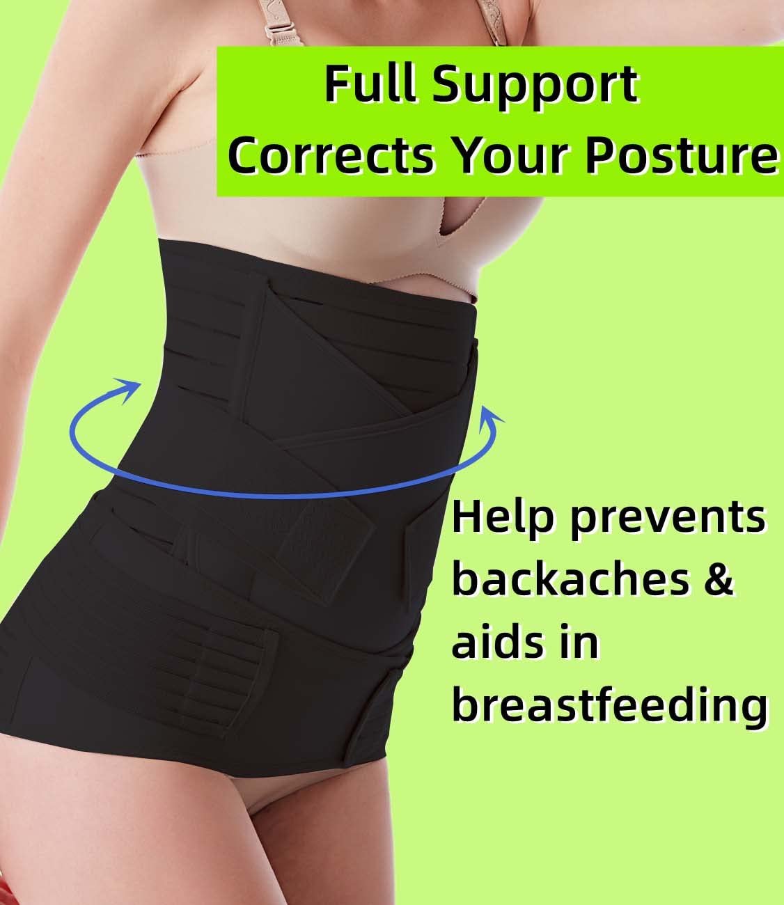 Banda para el vientre posparto para poscesección y cinturón de apoyo natural para la recuperación del nacimiento, esencial para mujeres después del