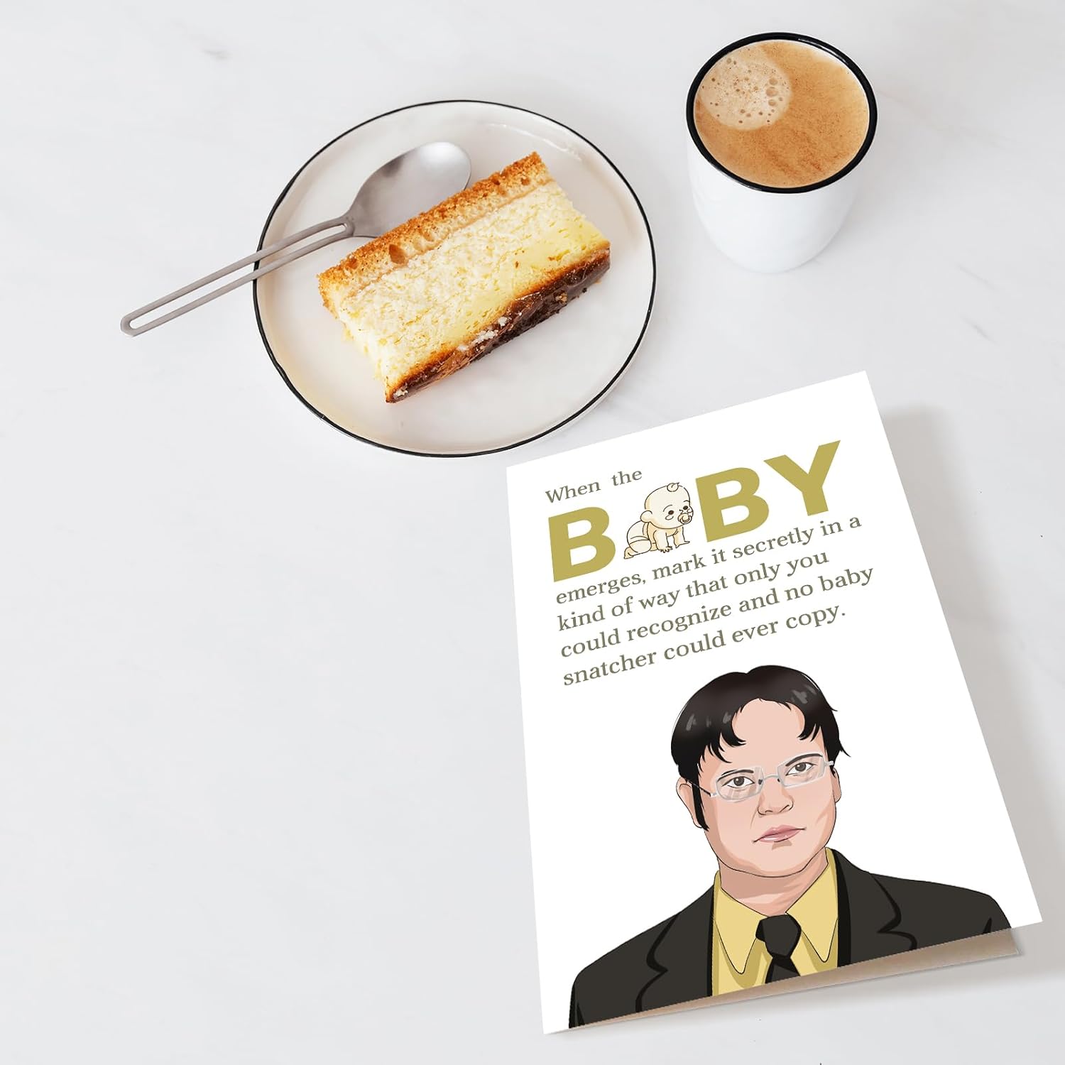 Divertida tarjeta de bebé de The Office, Dwight Schrute Baby Shower para niño y niña, tarjeta de felicitación para nuevos padres, marca el nuevo bebé