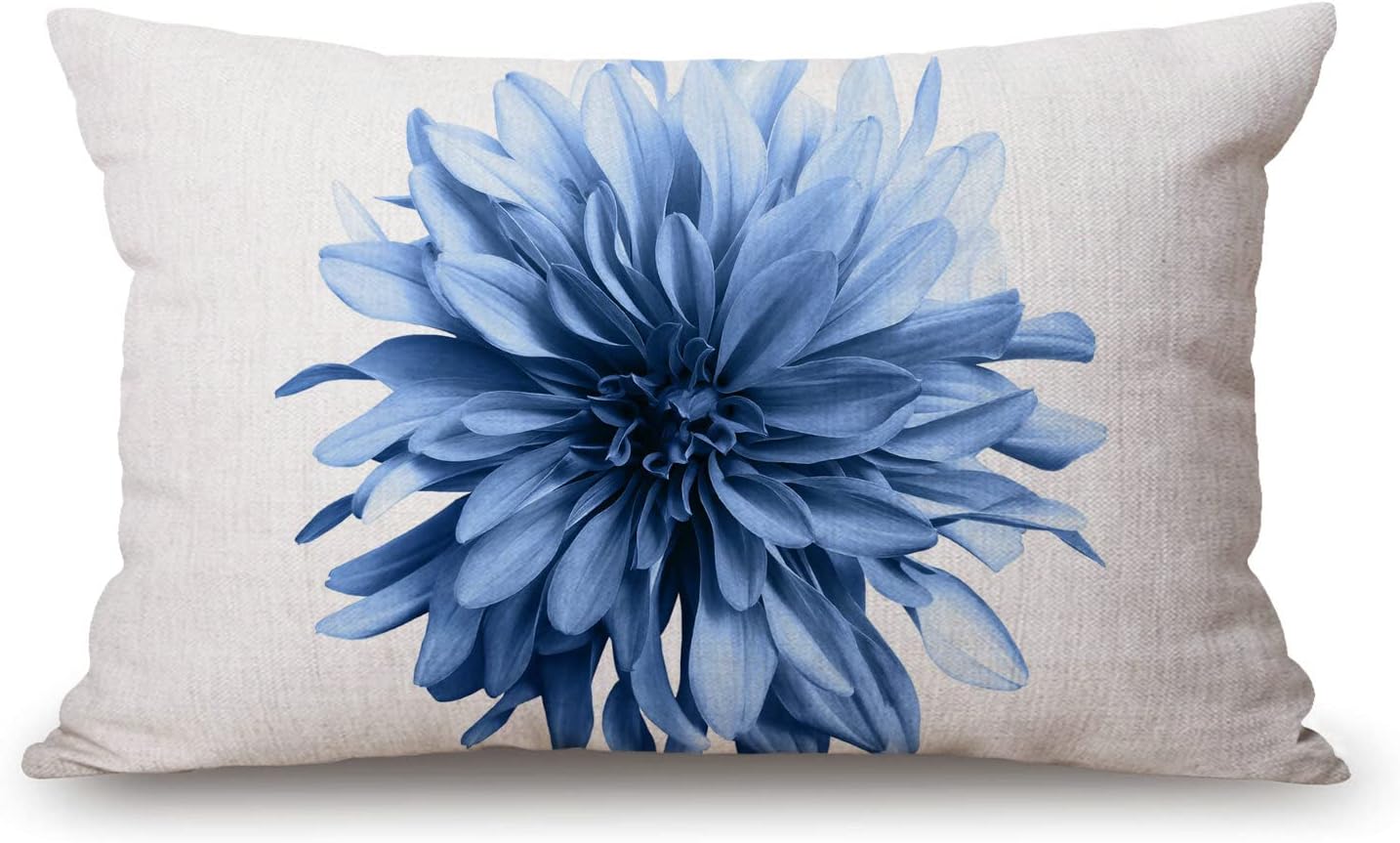 Funda de almohada decorativa rectangular rectangular con flores de dalia azul claro, 12 x 20 pulgadas