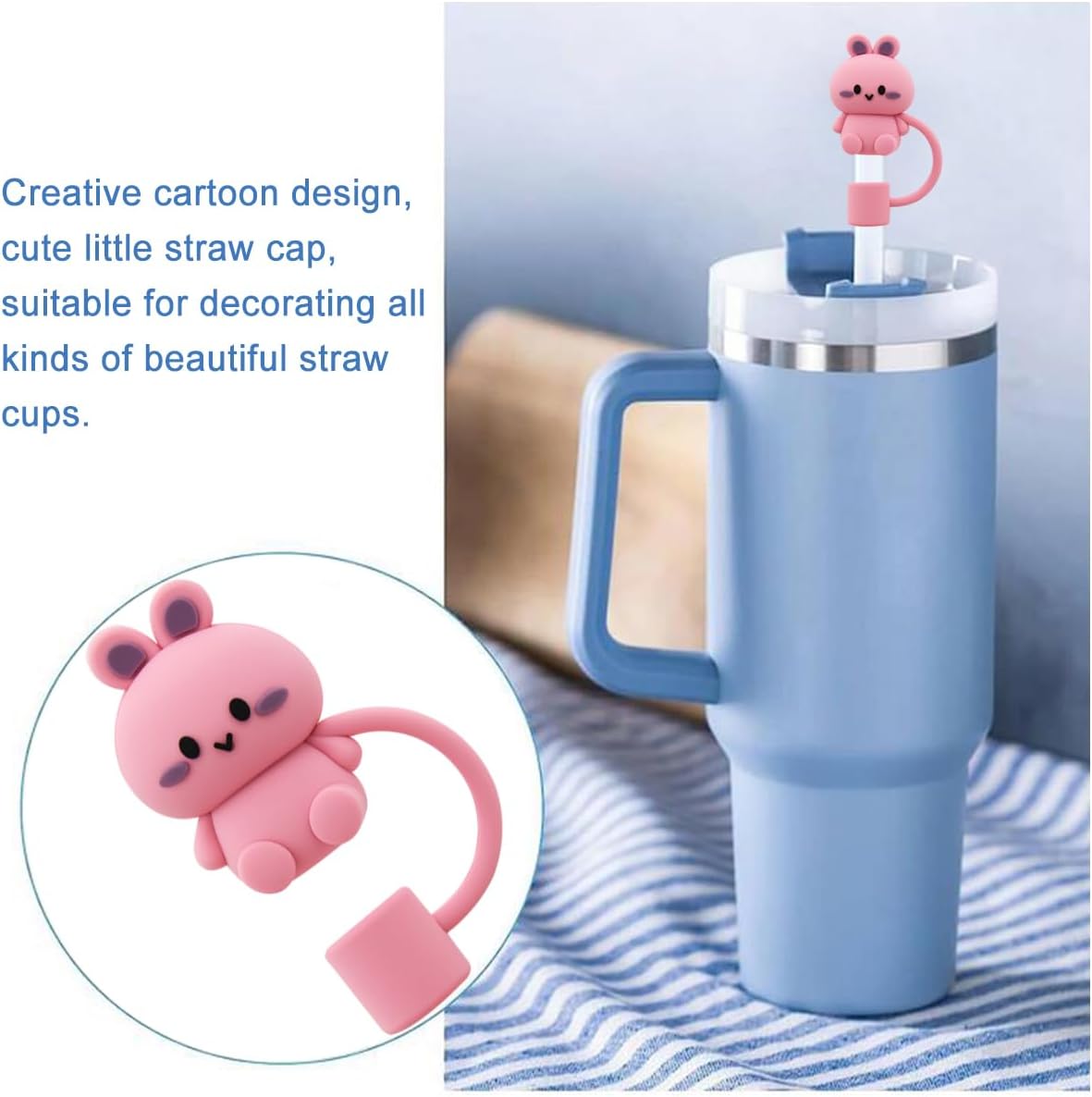 Tapa de popote para copa Stanley, cubierta de popote de silicona compatible con vaso de 30 y 40 onzas con asa, tapas de puntas de popote