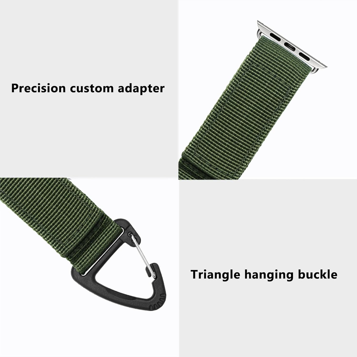Nylon Strap Compatible with Apple Watch Fob Clip Holder Carabiner Military Tactical Band