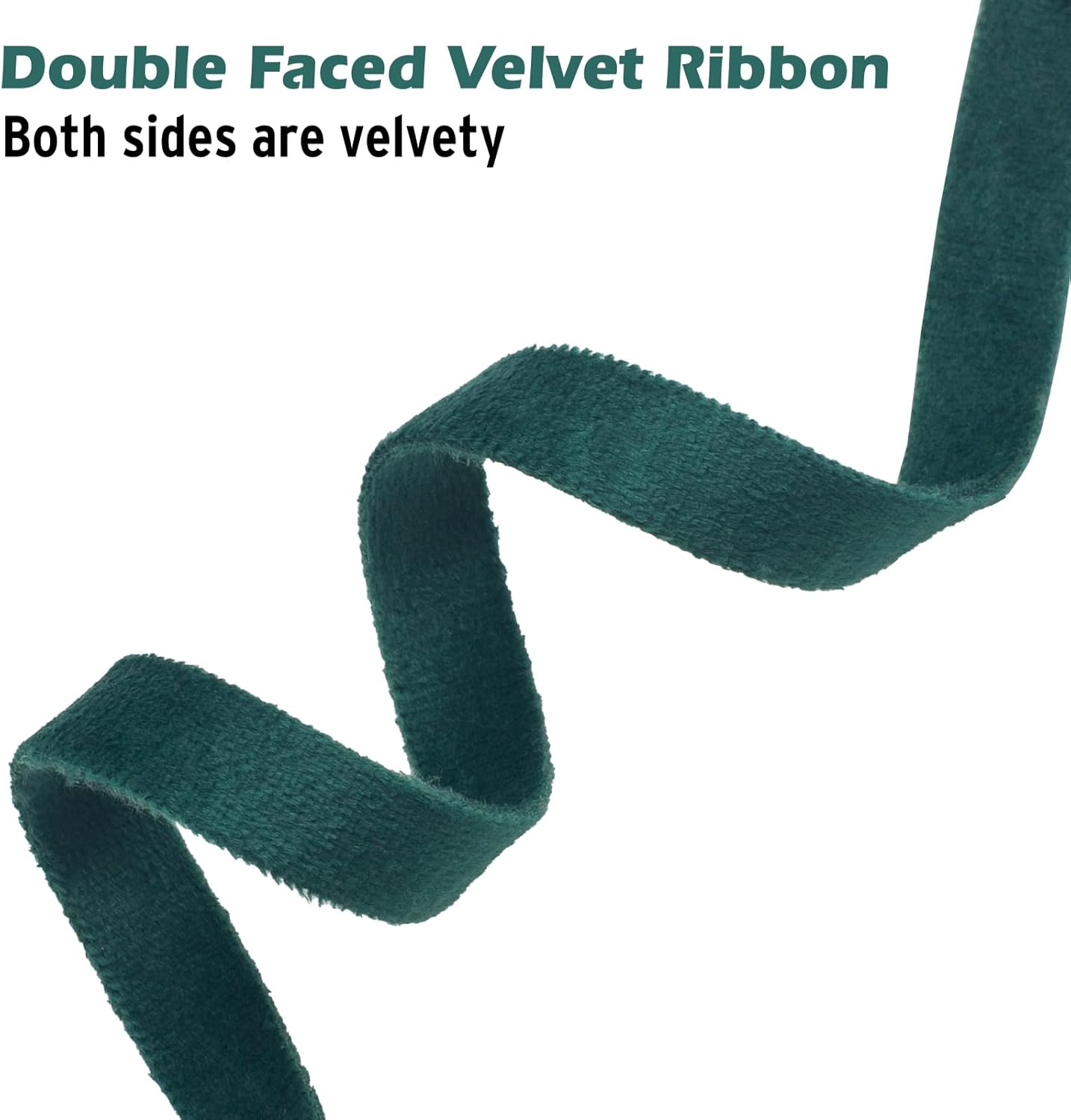 Cinta de terciopelo verde oscuro de doble cara para decoración de árbol de Navidad, envoltura de regalos, 38 pulgadas x 15 yardas en 3 bobinas de