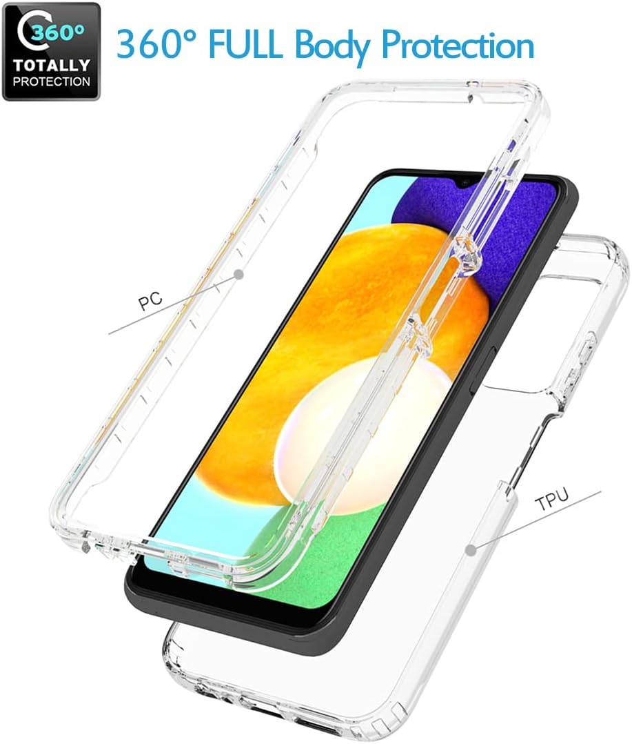 Tothedu Funda de teléfono para Galaxy A03S, Samsung A03S SM-A037U con protector de pantalla de vidrio templado, carcasa protectora de cuerpo