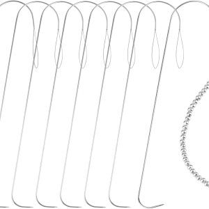 SAVITA 8 agujas curvadas para abalorios, agujas de cuentas de 5.2 pulgadas, agujas de ojo grandes de acero inoxidable con mango de cuentas, aguja SAVITA 8 agujas curvadas para abalorios, agujas de cuentas de 5.2 pulgadas, agujas de ojo grandes de acero inoxidable con mango de cuentas, aguja