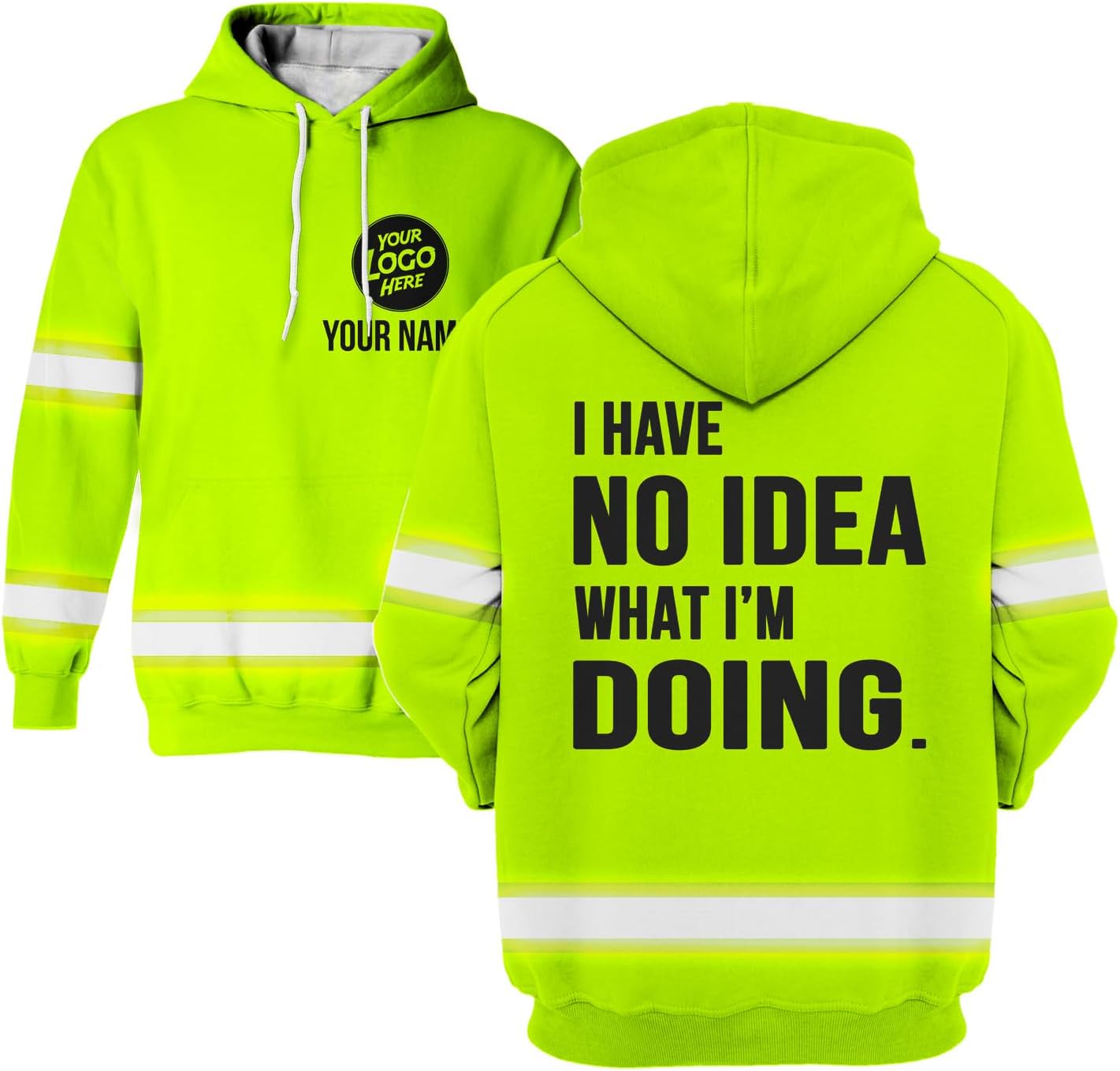 Camisa de uniforme personalizadasudadera con capucha con nombrelogotipo, Hola Vis reflectante divertido trabajo de construcción camiseta