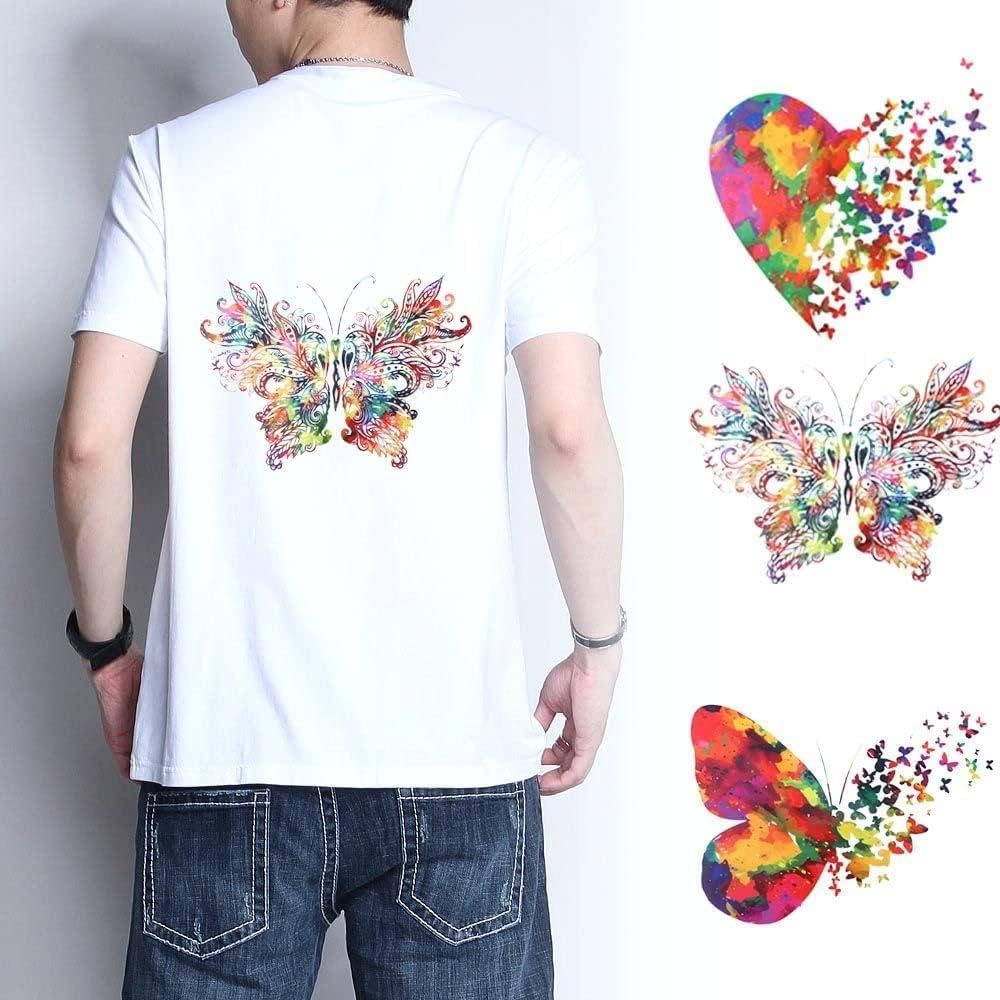 1 unid grande mariposa colorida para planchar pegatinas, parches de transferencia de calor de animales, calcomanías de papel de transferencia de