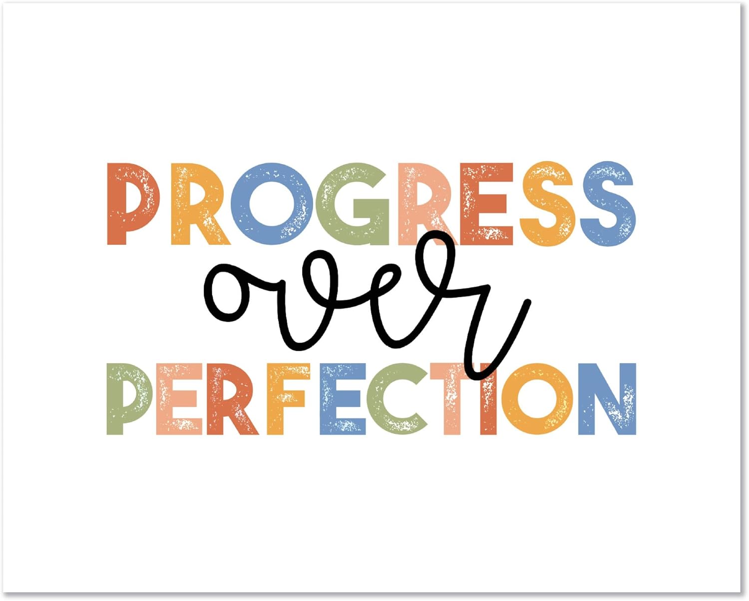 Progress Over Perfection – Póster motivacional para decoración de pared para aula, decoración de habitación infantil, decoración bohemia de aula de