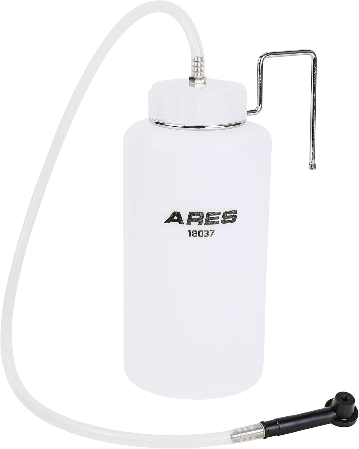 ARES 18037-1L Botella de depósito de líquido de purga de frenos – Captura y contiene líquido de frenos usado – Gancho colgante para un fácil uso –
