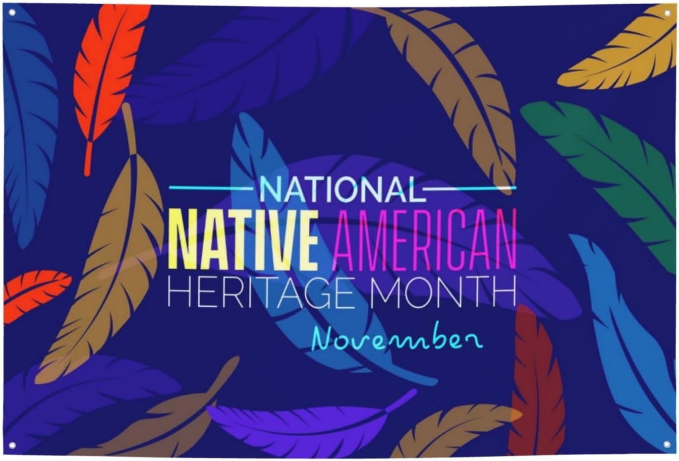 Póster del Mes de la Herencia Nativa Americana, telón de fondo festivo, decoración de fondo grande, decoración del hogar para fiesta, pancarta de