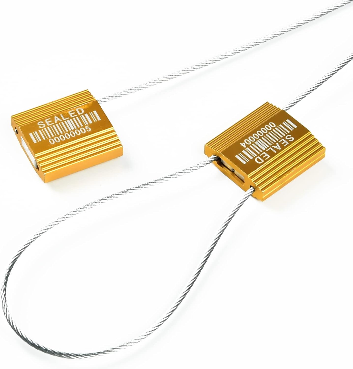 100 sellos de cable de acero amarillo con códigos de barras sellos de alta seguridad Sello de camión numerado Etiquetas de seguridad