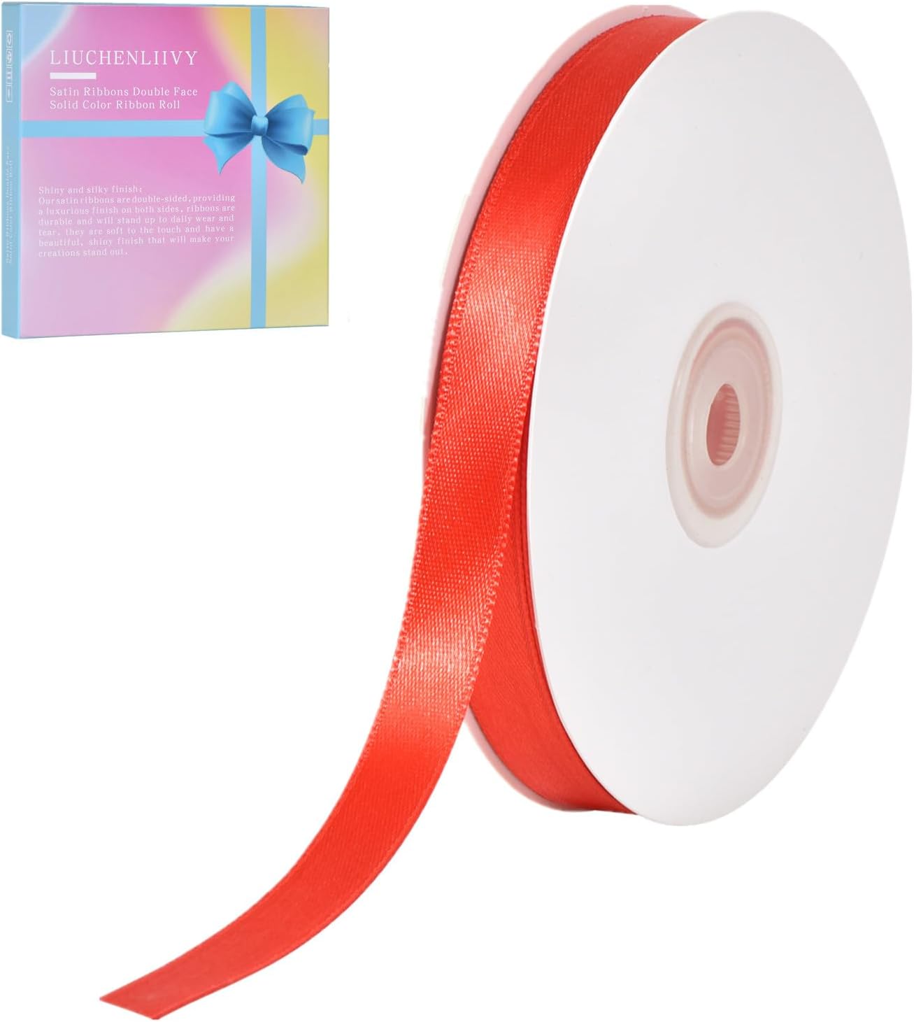 Cinta de satén roja de doble cara de 12 pulgada x 50 yardas de longitud para decoración de Navidad, cabello de bricolaje, vestido de fiesta,