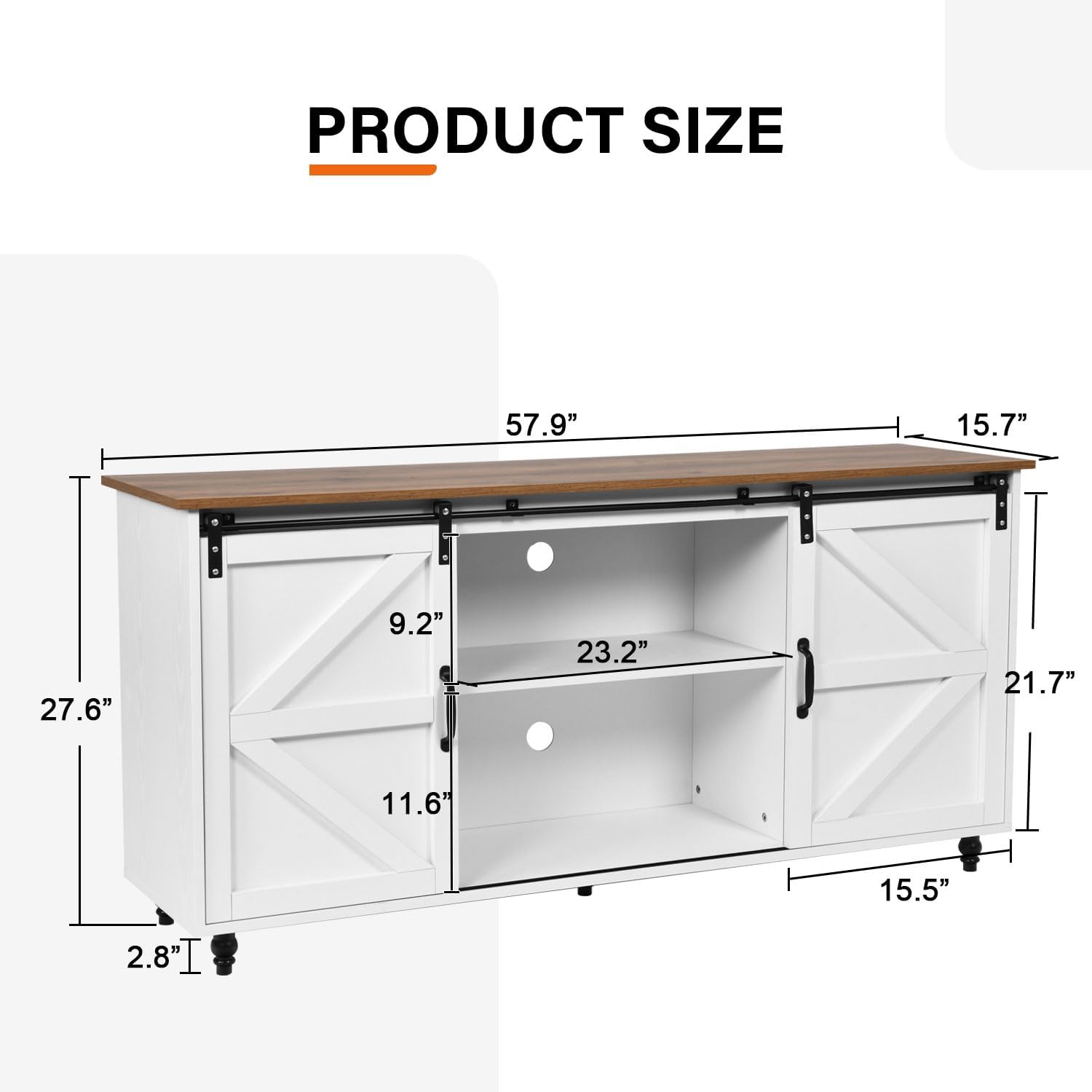 Armario de barra de café de granja, gabinete de buffet de cocina de 58 pulgadas con estante de almacenamiento, patas de calabaza, gabinete de mesa