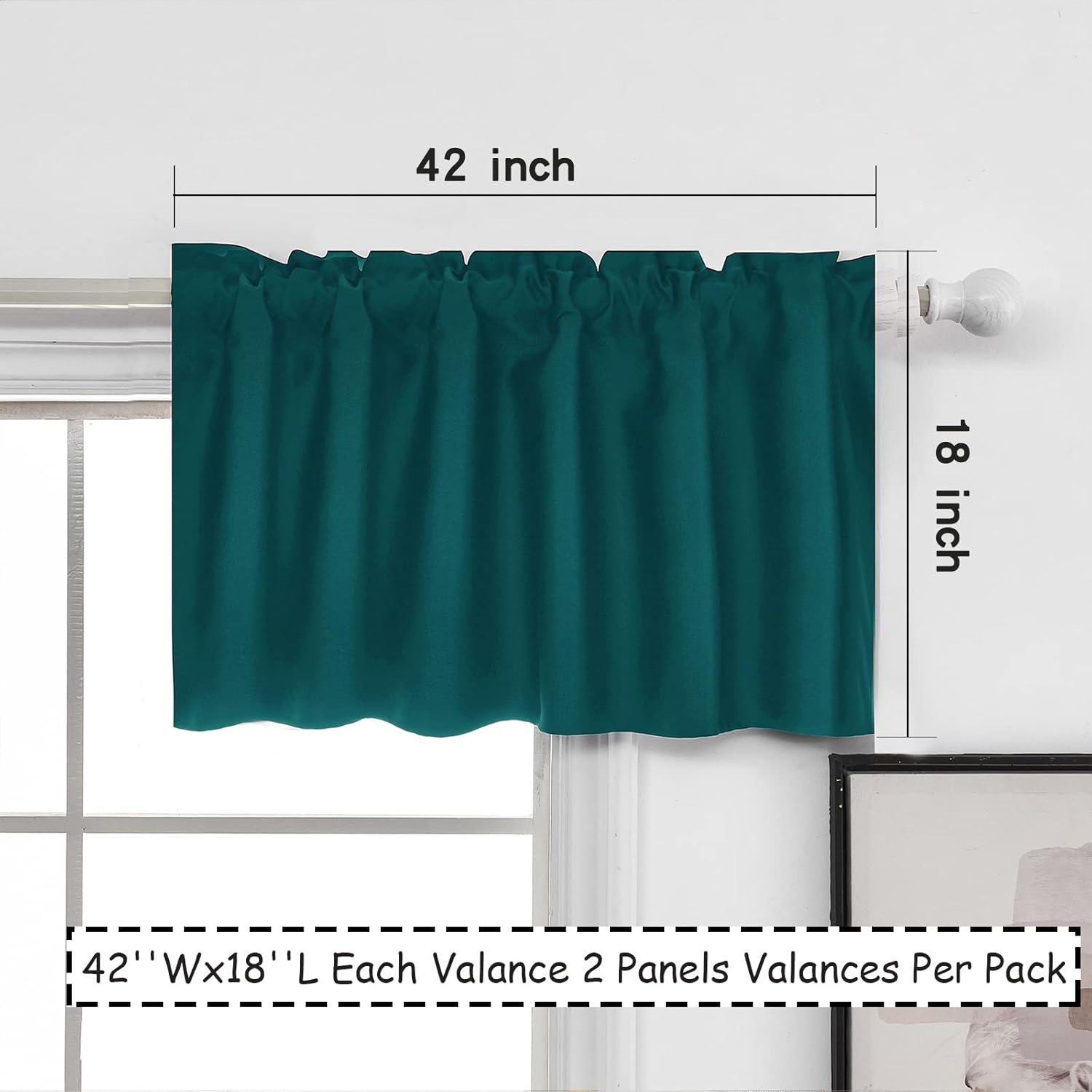 Cenefas verdes para ventanas, cocina, baño, comedor, sala de estar, dormitorio, cafetería, oficina, lavandería, bolsillo para barra de 18 pulgadas