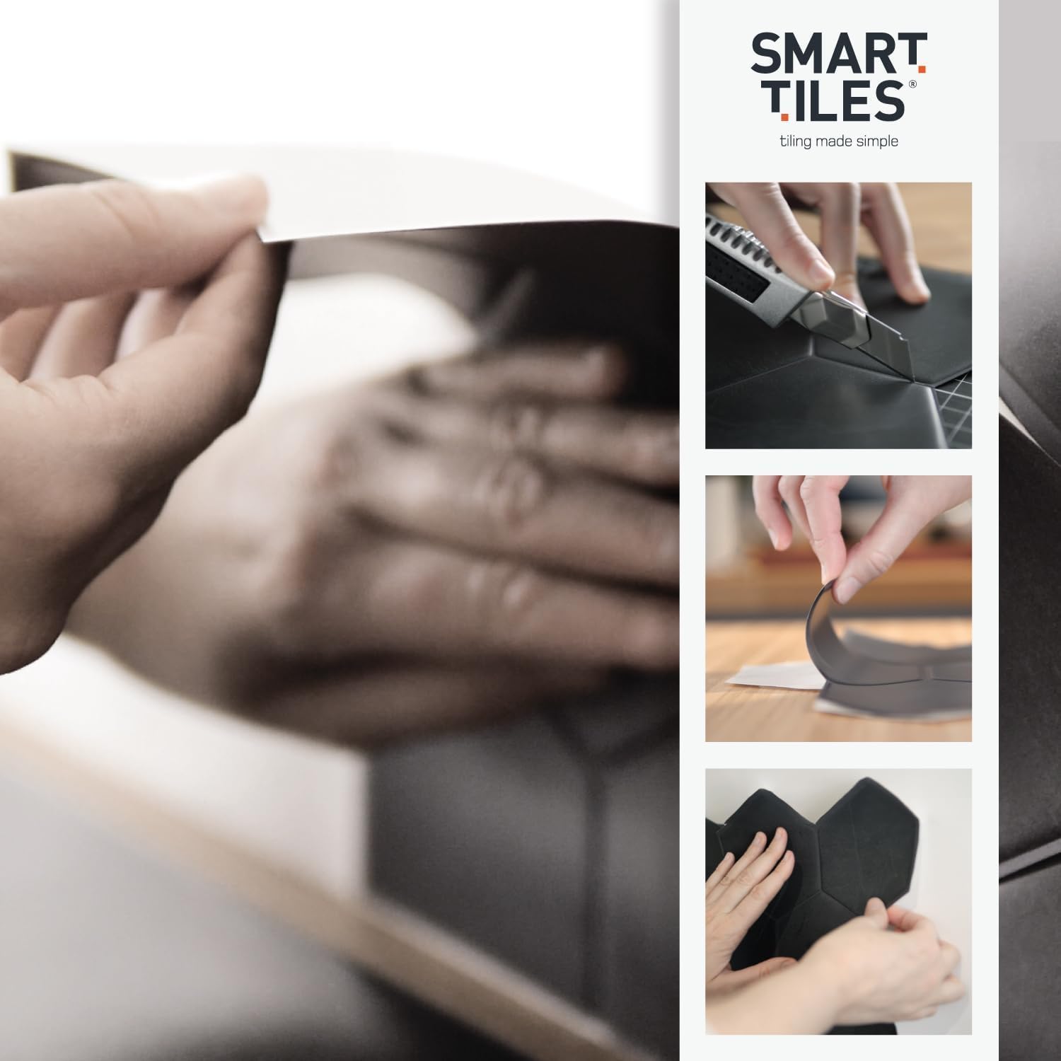 SMART TILES Protector contra salpicaduras para despegar y pegar, 5 hojas de 11.43 x 9 pulgadas, adhesivo 3D para cocina, baño, azulejos de pared