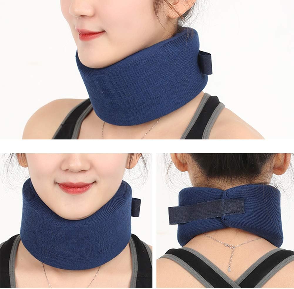 Cuello cervical, soporte ergonómico para el cuello para hombres, mujeres y dormir, alivio del dolor de cuello (azul oscuro, mediano)