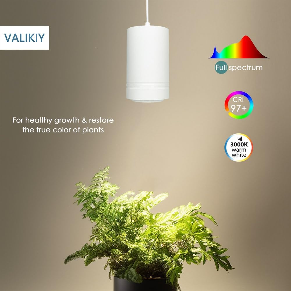 VALIKIY Luz colgante de crecimiento de 40 W, lámpara de planta de espectro completo de color blanco cálido, enchufe de 120 V con temporizador, cable