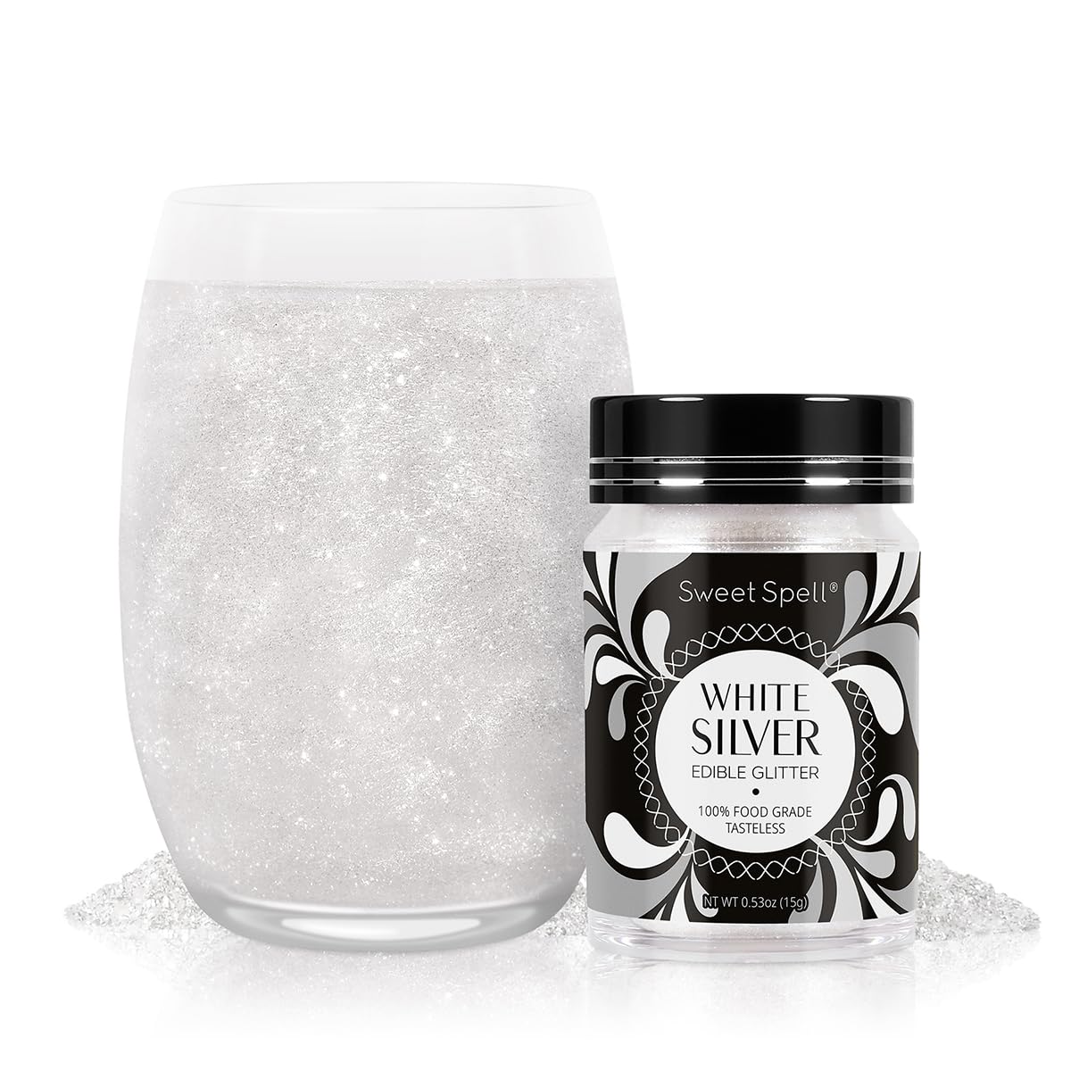 Sweet Spell Purpurina comestible (0.53 oz)  Polvo brillante para bebidas, pasteles, cócteles, chispas, 100% comestible y de grado alimenticio,