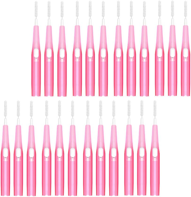 EXCEART Cepillo interdental, cepillo interdental, cabeza de hilo dental, cepillo de higiene dental, herramienta de limpieza dental (rosa, 0.024 in)