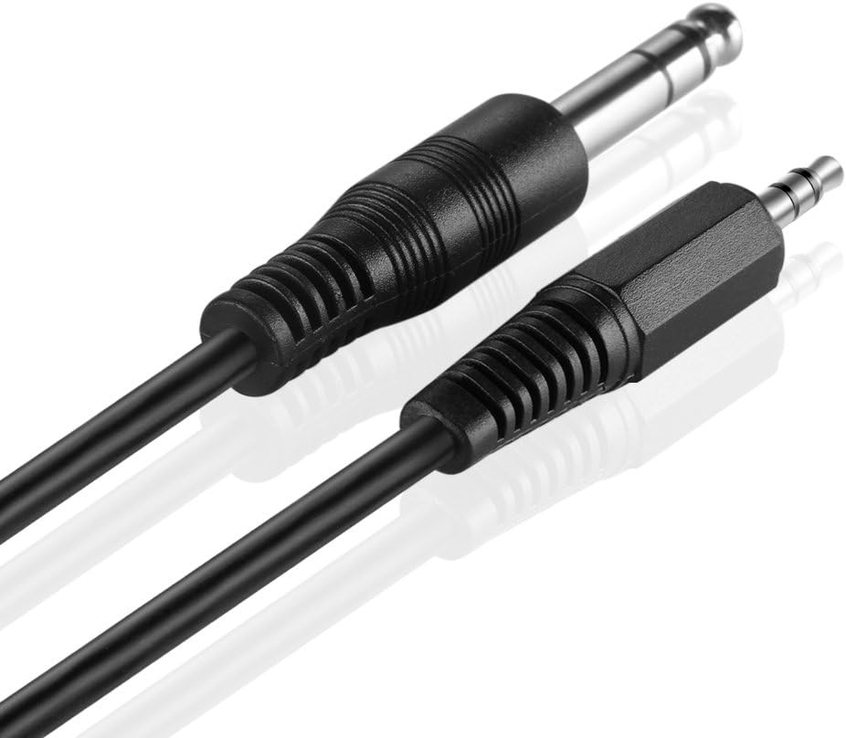 TNP – Adaptador de cable de 0.250 in 14 a 0.138 in 18 pulgadas (6 pies), macho a macho, conector de audio estéreo TRS, conector bidireccional para