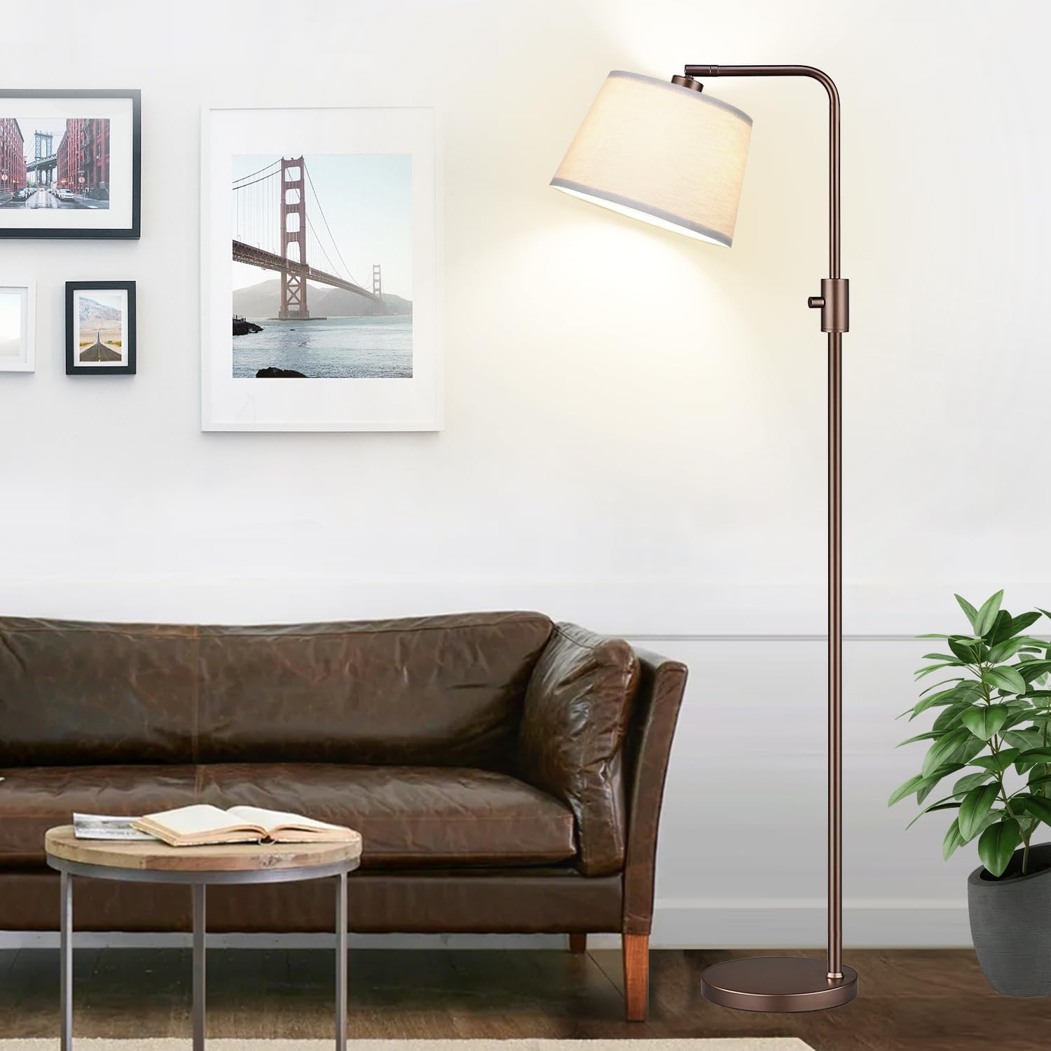 ActualizadaLámpara de pie regulable, bombilla LED Edison de 1000 lúmenes incluida, lámparas de pie de arco para sala de estar, lámpara de pie