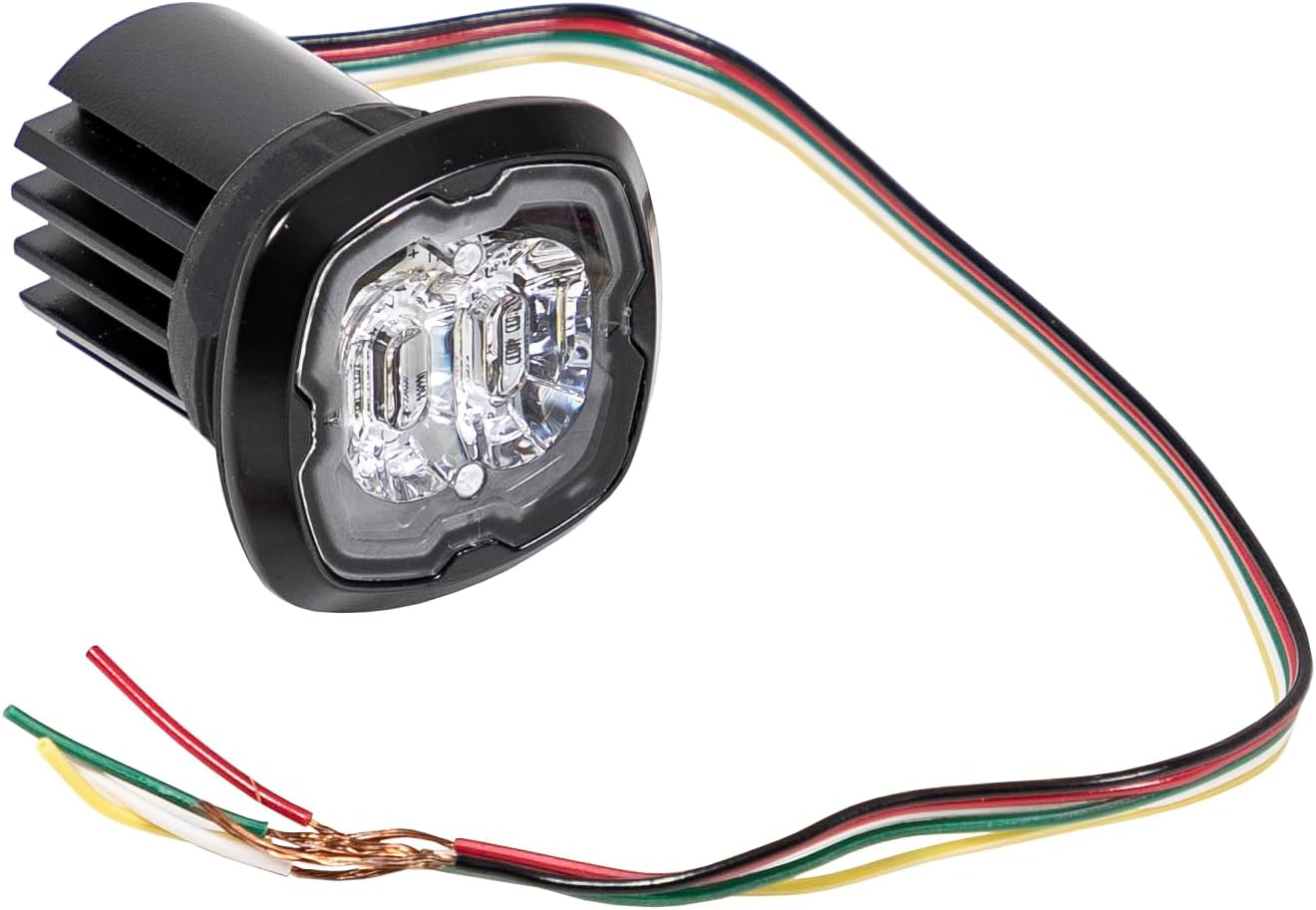 Buyers Products 8892410 – Luz estroboscópica LED ámbar de montaje empotrado o superficial, 17 patrones de flash, 12-24 VCC, soporte de montaje se
