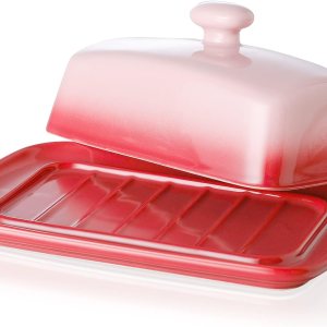 Candiicap – Mantequillera grande de porcelana con tapa, plato de mantequilla clĂ¡sico que cambia de color para encimera, soporte grande para Candiicap – Mantequillera grande de porcelana con tapa, plato de mantequilla clĂ¡sico que cambia de color para encimera, soporte grande para