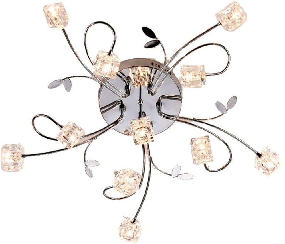 MAMEI Flush Mount Modern Dimmable Ceiling Chandelier Lighting with 11 Lights LED Bulbs and Remote Controller Included