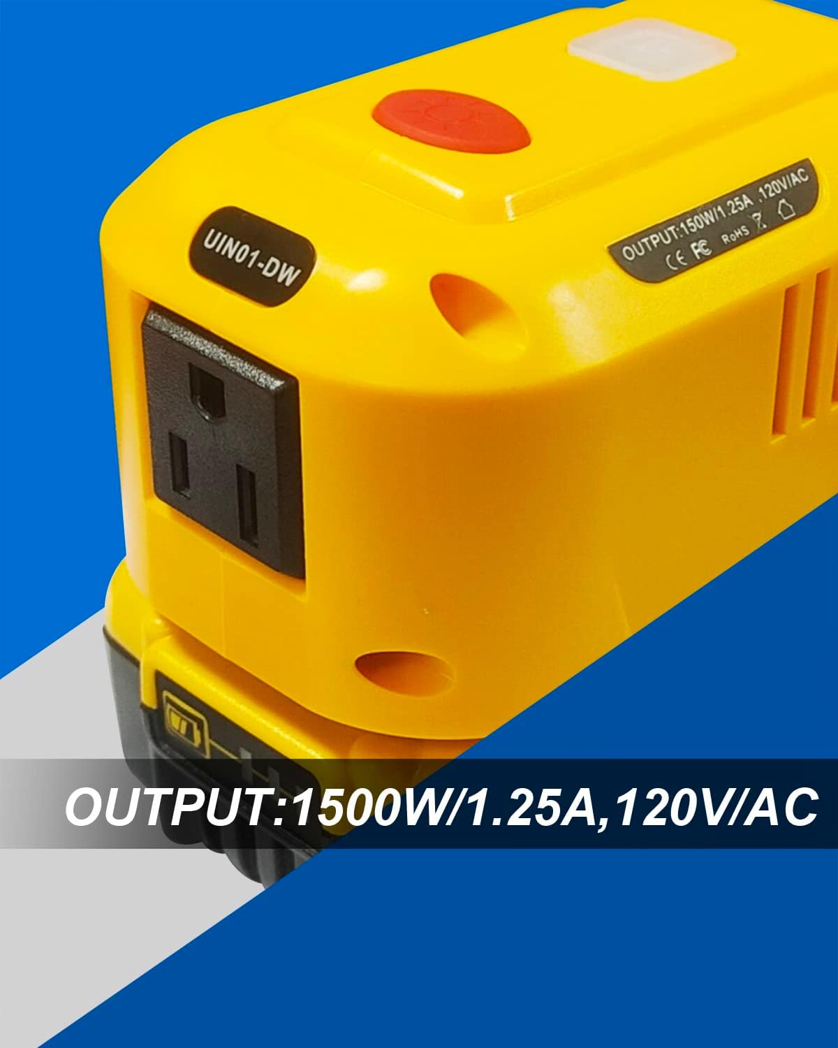 Generador inversor de corriente de 150 W apto para batería de iones de litio Dewalt de 18 V 20 V MAX XR, CC 20 V a CA 110 V-120 V estación de