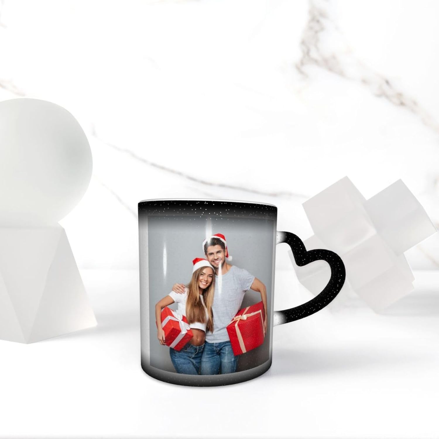 Taza mágica personalizada, taza de café con foto personalizada que cambia de color, con mango en forma de corazón, taza de cerámica, regalo para