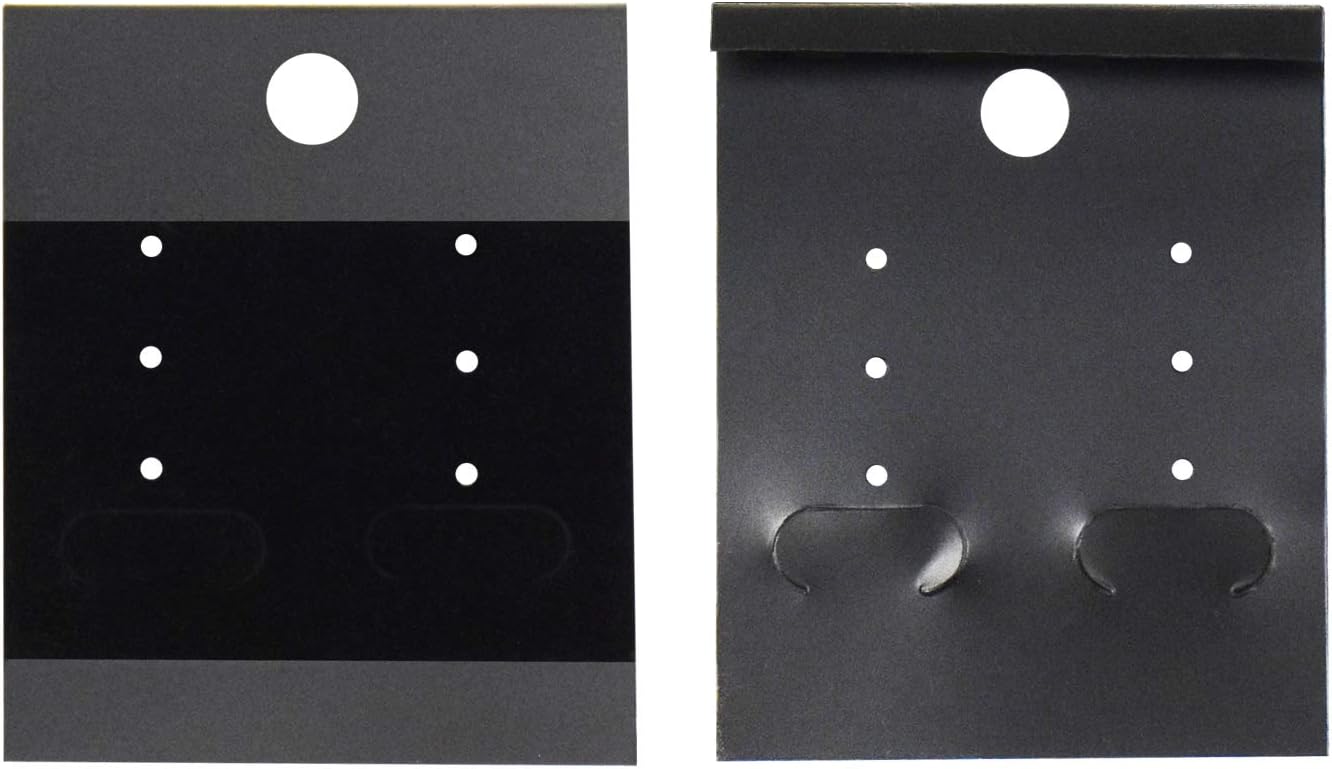 120 tarjetas para aretes, exhibición de plástico de terciopelo para accesorios de joyería, 1.65 x 2 pulgadas (negro)
