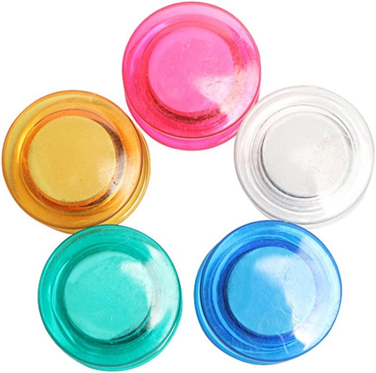 Imanes redondos para refrigerador, 10 unidades, colores transparentes, para pizarra blanca, refrigerador, mapa y calendario, 1.18 pulgadas