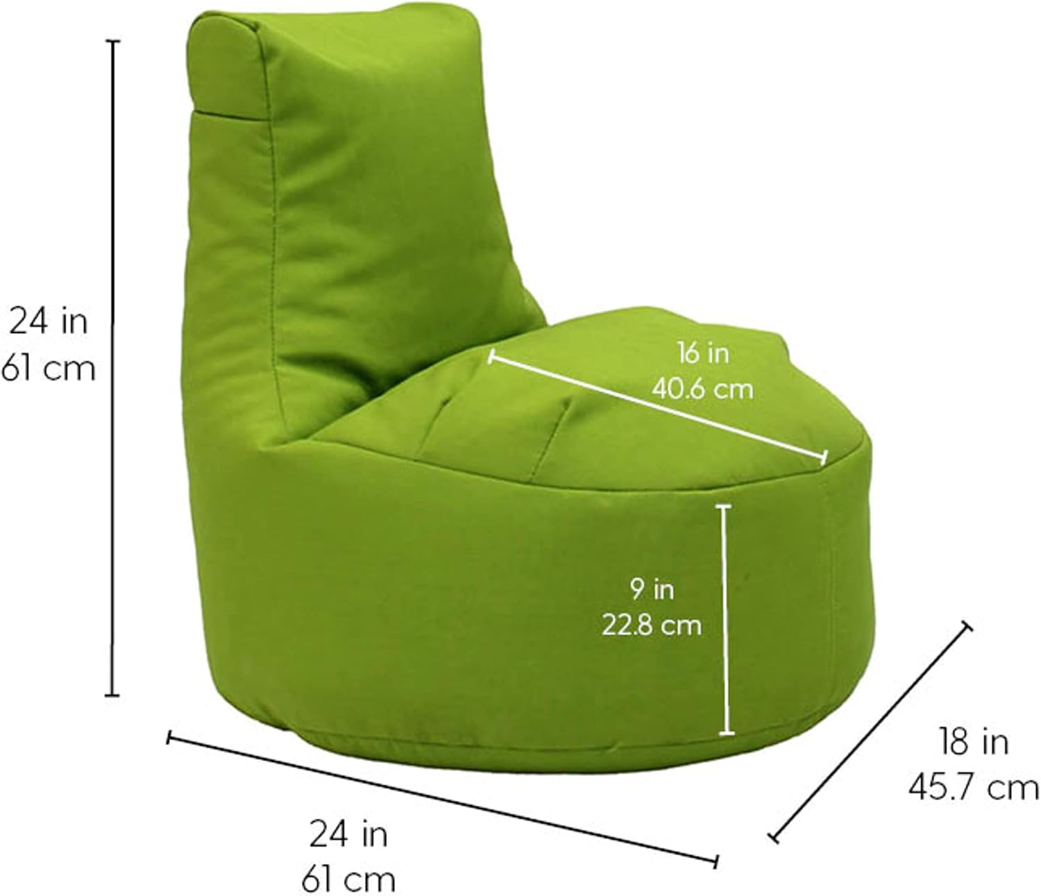 Factory Direct Partners Element Paddle Out 14031-LM – Puf para niños, cómodo asiento flexible relleno de frijoles para interiores y exteriores, para