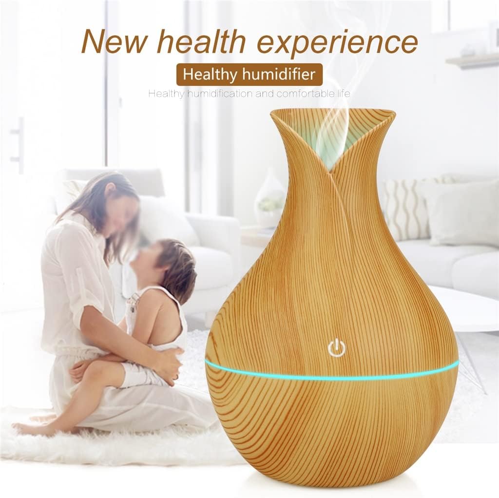 LIRUXUN Humidificador de aire eléctrico de grano de madera, difusor de aceite esencial portátil ultrasónico para aromaterapia USB Mini Mist Maker