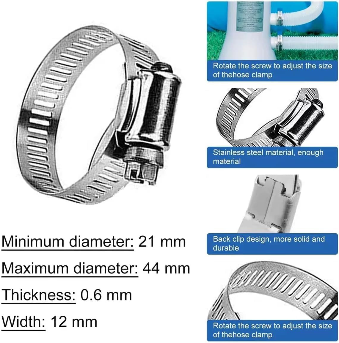 Mangueras de piscina para piscinas sobre el suelo, paquete de 2 mangueras de repuesto de bomba de piscina de 1.25 pulgadas de diámetro, manguera de