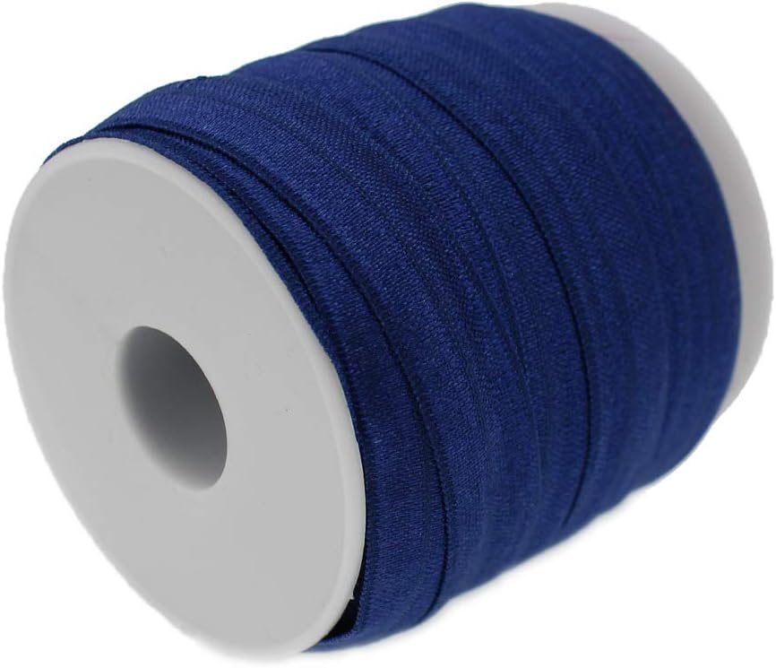 PAMIR TONG Diadema elástica plegable de 58 pulgadas con lazo para el pelo de bebé, cinta elástica plegable suave y plegable (azul marino)