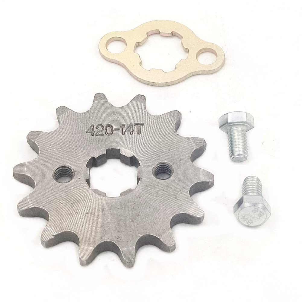Piñón delantero para motocicleta 420-14T de 0.669 in para 50cc 70cc 90cc 110cc 125cc Dirt Pit Bike Mini ATV