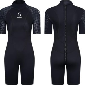Traje de neopreno corto para hombre de 0.118 pulgadas para mujer, traje de buceo con cremallera trasera, piel de buceo, canoa, pesca submarina, Traje de neopreno corto para hombre de 0.118 pulgadas para mujer, traje de buceo con cremallera trasera, piel de buceo, canoa, pesca submarina,