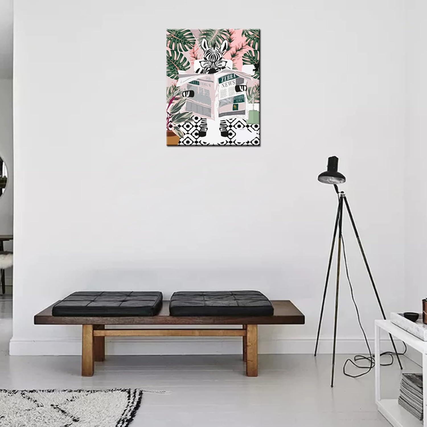 Bumbers – Divertida pintura de baño para adultos, diseño de cebra, periódico, pintura por números, pintura acrílica, lienzo, decoración de cocina,