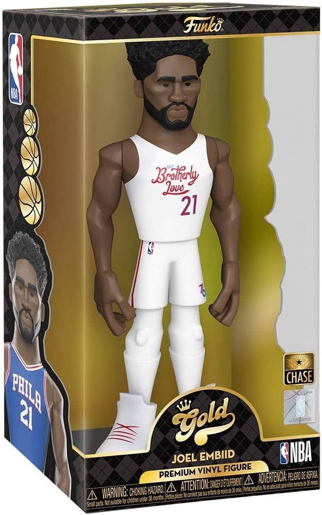 Funko Vinilo dorado NBA – Joel Embiid, Philadelphia 76ers, figura de vinilo premium de 12 pulgadas con Chase (los estilos pueden variar)