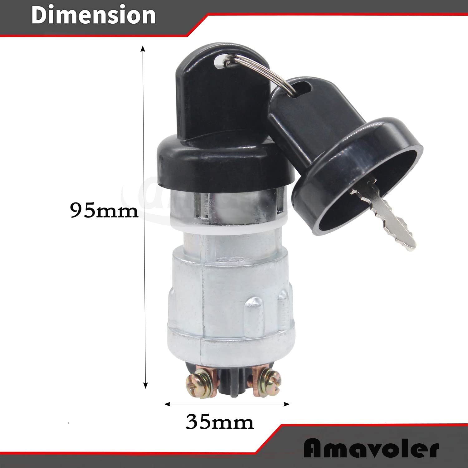 Amavoler Interruptor de arranque universal de 3 cables con 2 llaves de repuesto para motocicleta, scooter, camión, tractor, carretilla elevadora,