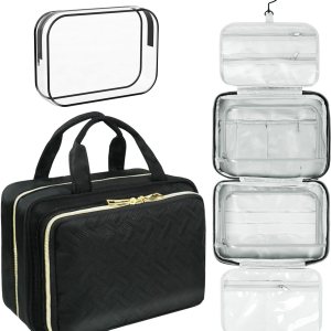 VLM Neceser de viaje, organizador de maquillaje con bolsa de cosméticos transparente aprobada por la TSA, artículos esenciales de viaje, accesorios VLM Neceser de viaje, organizador de maquillaje con bolsa de cosméticos transparente aprobada por la TSA, artículos esenciales de viaje, accesorios