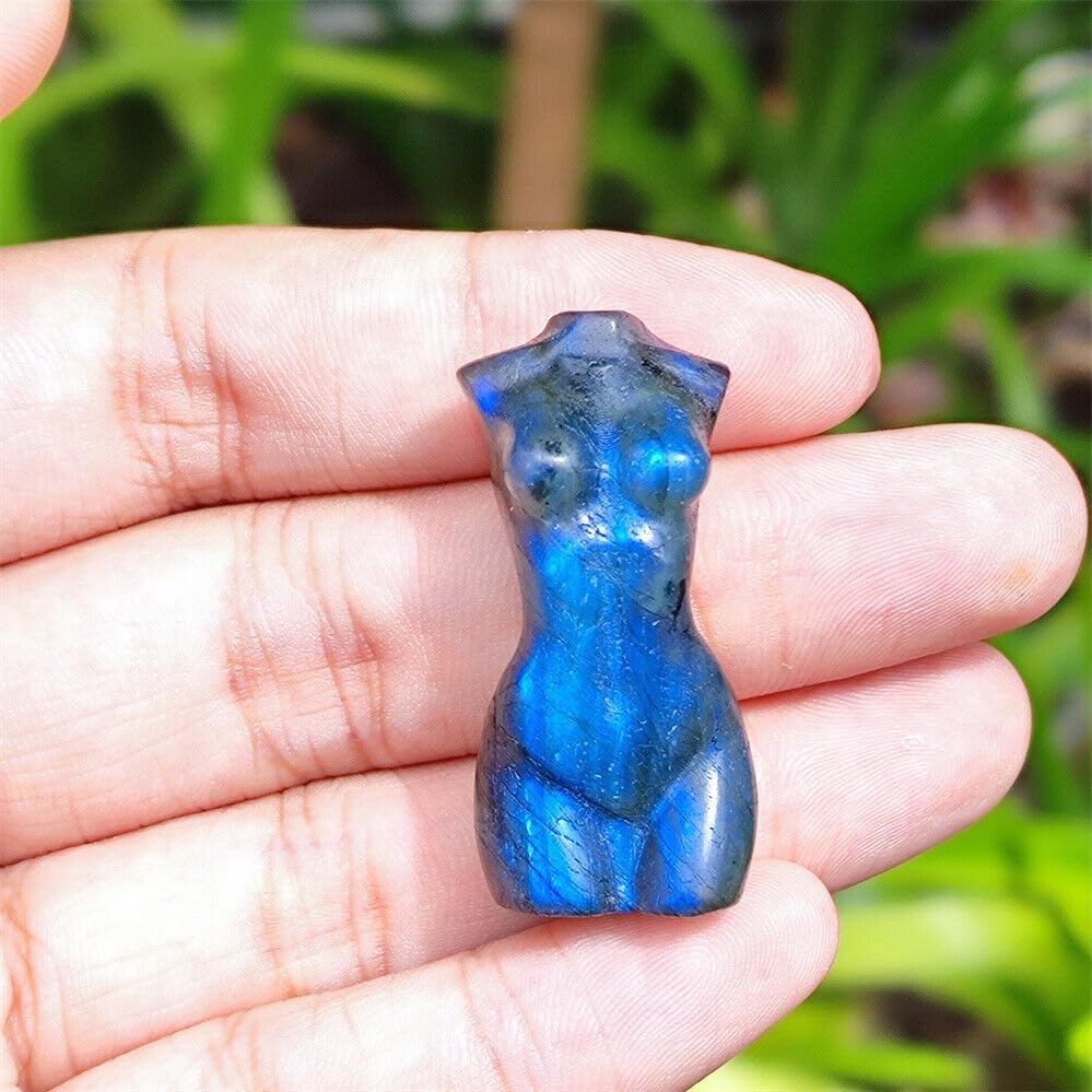 TEAMWILL Escultura curativa de cristal tallado a mano natural de labradorita de cuarzo tallado a mano para manualidades (modelo femenino)
