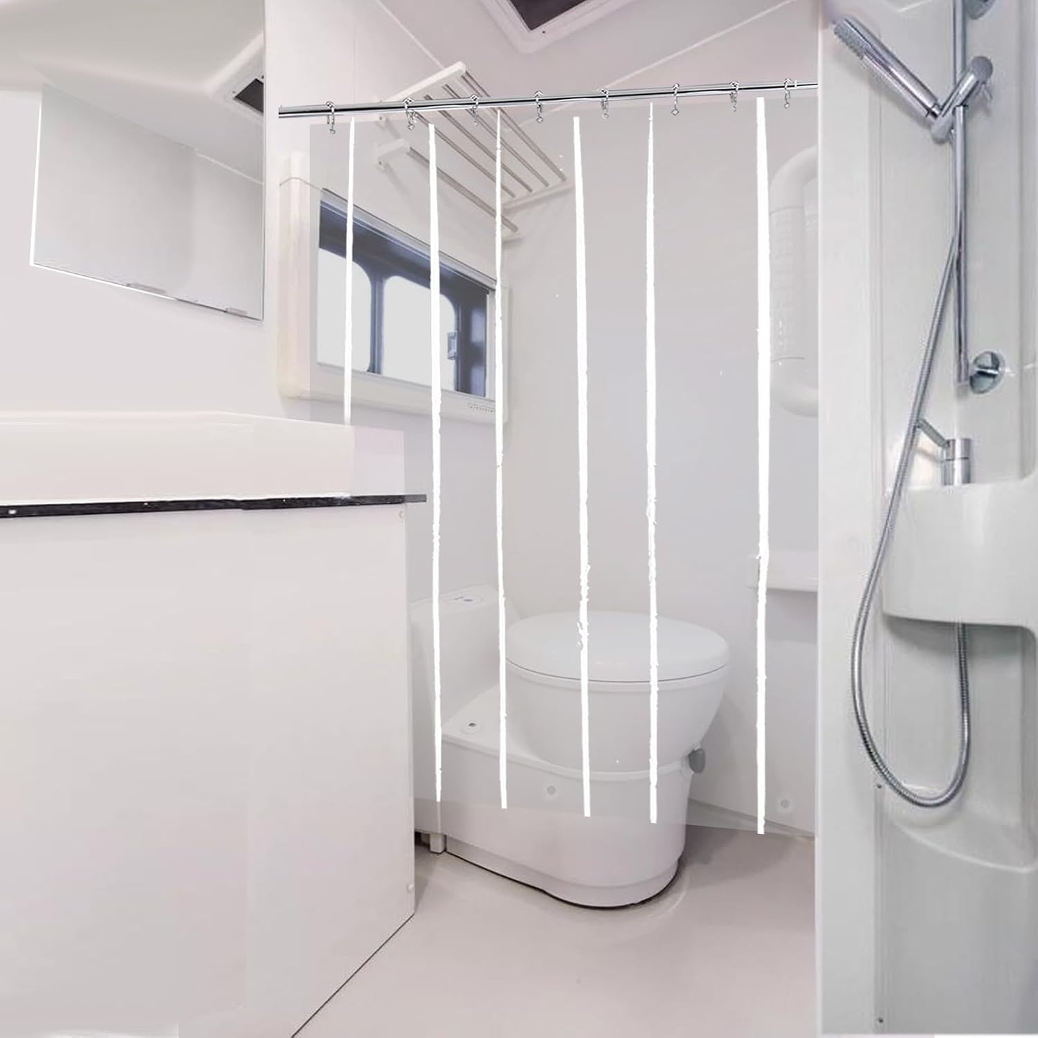 YISURE Forro de ducha tamaño de establo de 54 x 76 pulgadas, juego de cortinas de ducha impermeables de plástico Peva de tamaño medio pequeño para