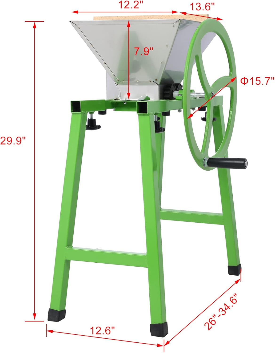 Molinillo de exprimidor manual con soporte 7L, trituradora de frutas portátil con rueda Rascador de frutas de acero inoxidable Pulper para prensado