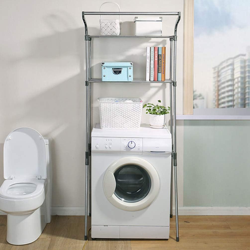 Hershii Estante de almacenamiento sobre el inodoro, organizador de ahorro de espacio para baño, estante de 2 niveles con riel de barra para colgar
