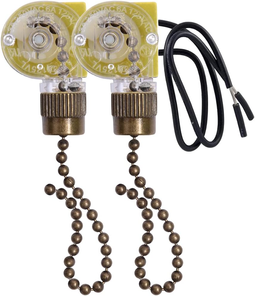 Zing Ear ZE-109 – Interruptor de luz de dos cables con cables de tracción para ventiladores de techo, lámparas y luces de pared, interruptor de