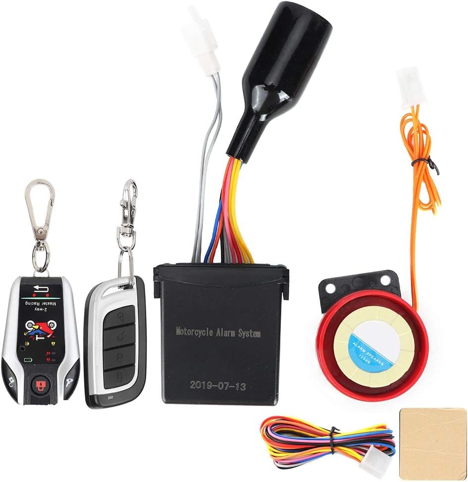 Sistema de alarma de motocicleta antirrobo, bocina de alarma remota de 2 vías, sistema de seguridad impermeable con función de arranque del motor