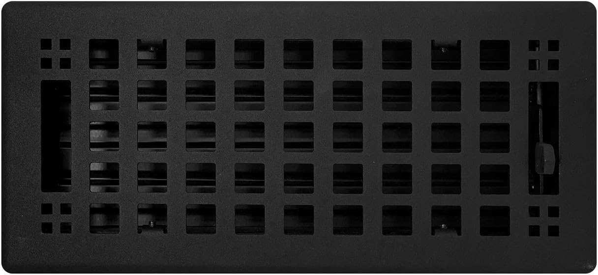 Madelyn Carter Cubierta de ventilación de estilo artesanal contemporáneo, interior de acero fundido sólido, controla el flujo de aire, 4 x 10