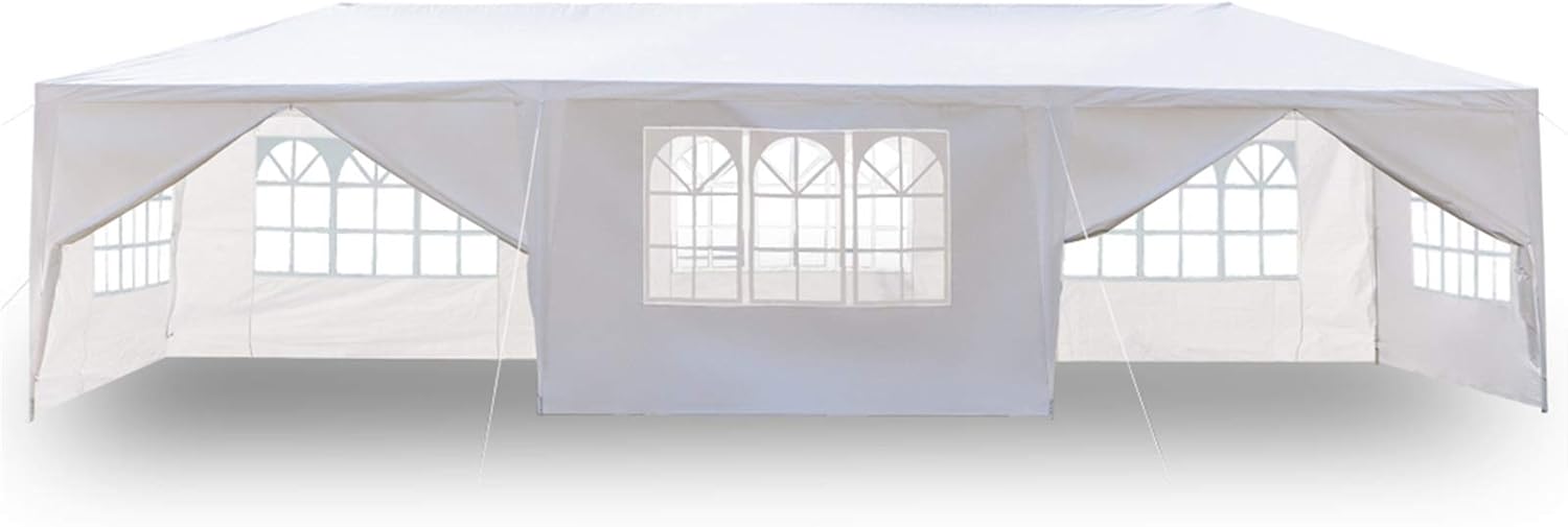 Goxowo Party Tent Outdoor Gazebo – 10×30 Heavy Duty Canopy Tent Portable Shade Canopy Patio Camping Gazebo with 8 Sides Wall,White Tents Sun Shelter