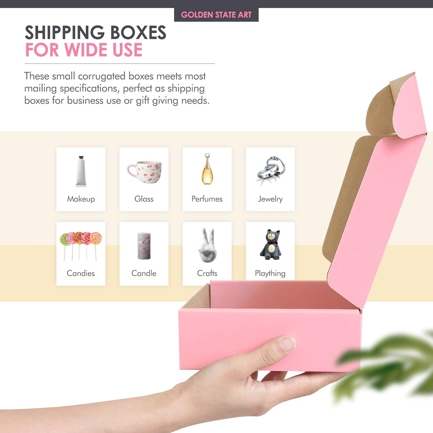 Golden State Art, Cajas de envío rosadas de 6 x 4 x 2, paquete de 26 cajas pequeñas de cartón corrugado para envío, embalaje, regalos de manualidades